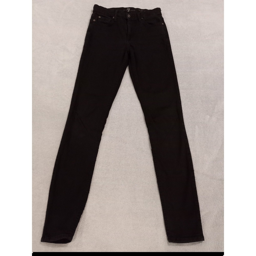7 for all mankind womens black high waist skinny jeans size 28